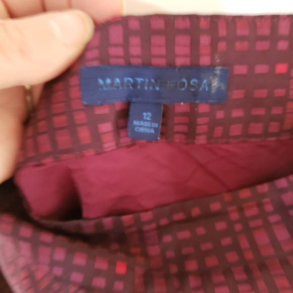 Martin + Osa Women's Size 12 Vibrant Pink and Purple Patterned Silk Skirt - Picture 3 of 5